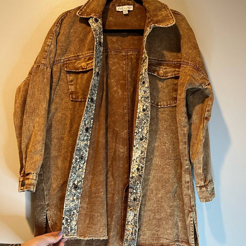 Bronze snakeskin detail button up/jacket